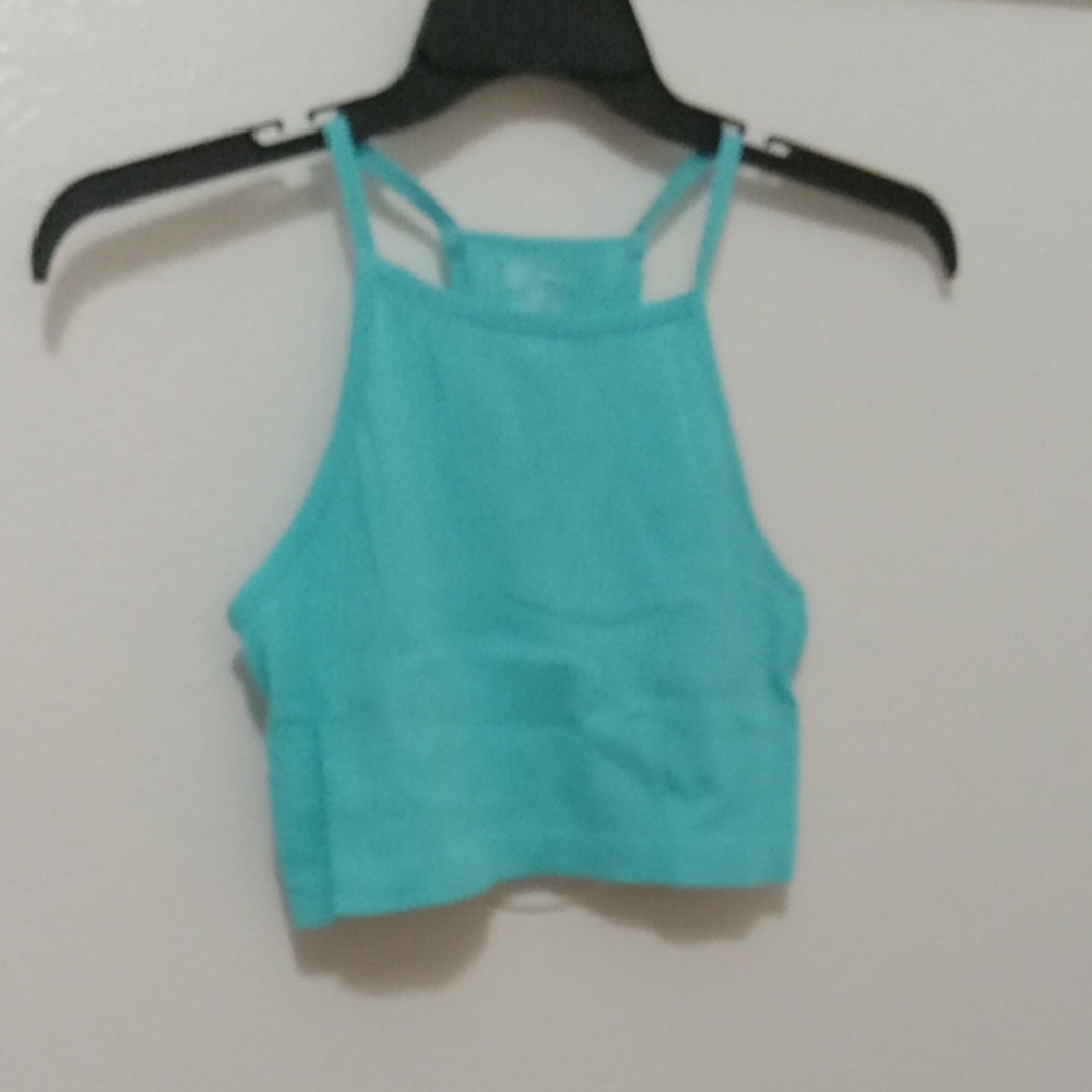 No Boundaries [NWOT] Blue Sleeveless Fitted Crop Tank Top